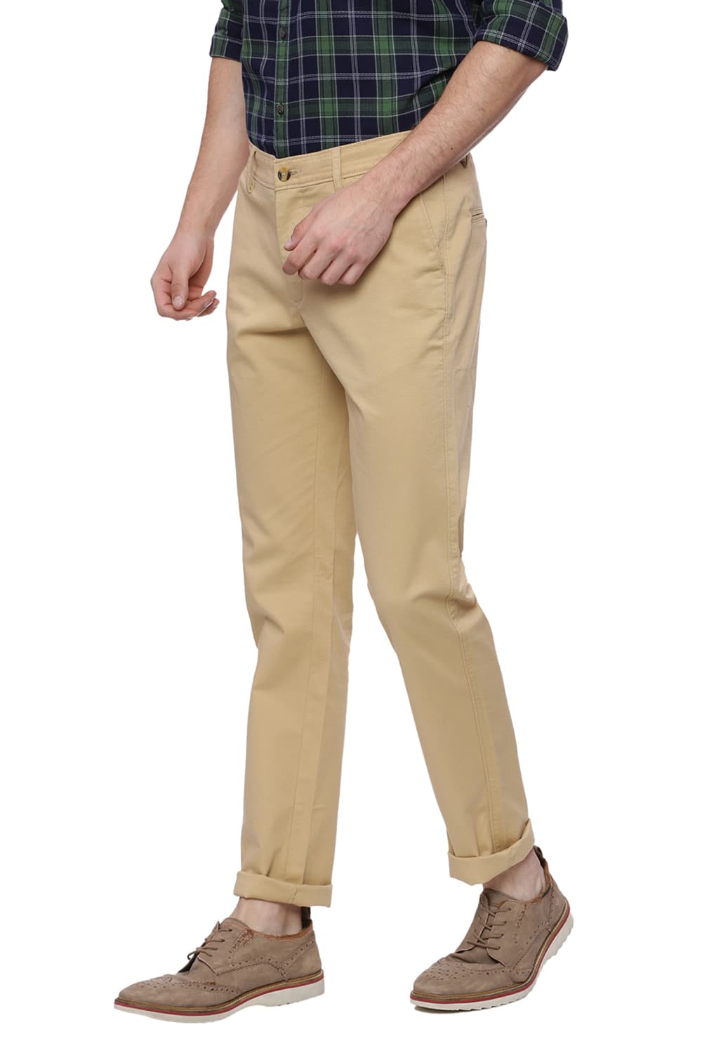 BASICS TAPERED FIT BEIGE STRETCH TROUSER