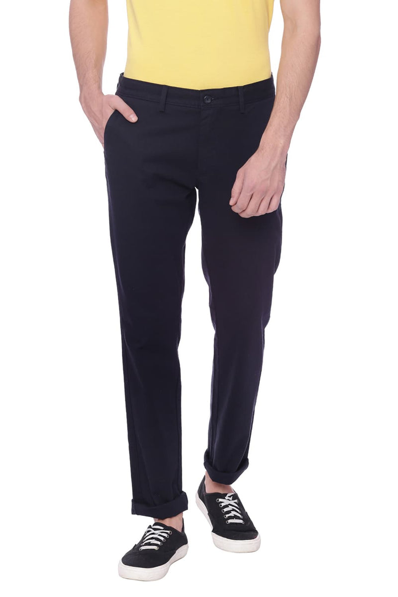 BASICS TAPERED FIT BEIGE STRETCH TROUSER