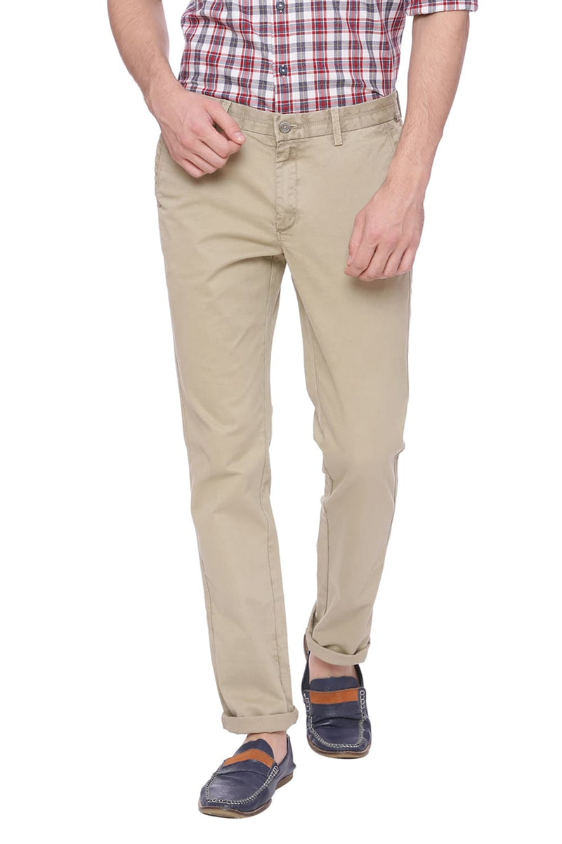 BASICS TAPERED FIT TWILL STRETCH TROUSER