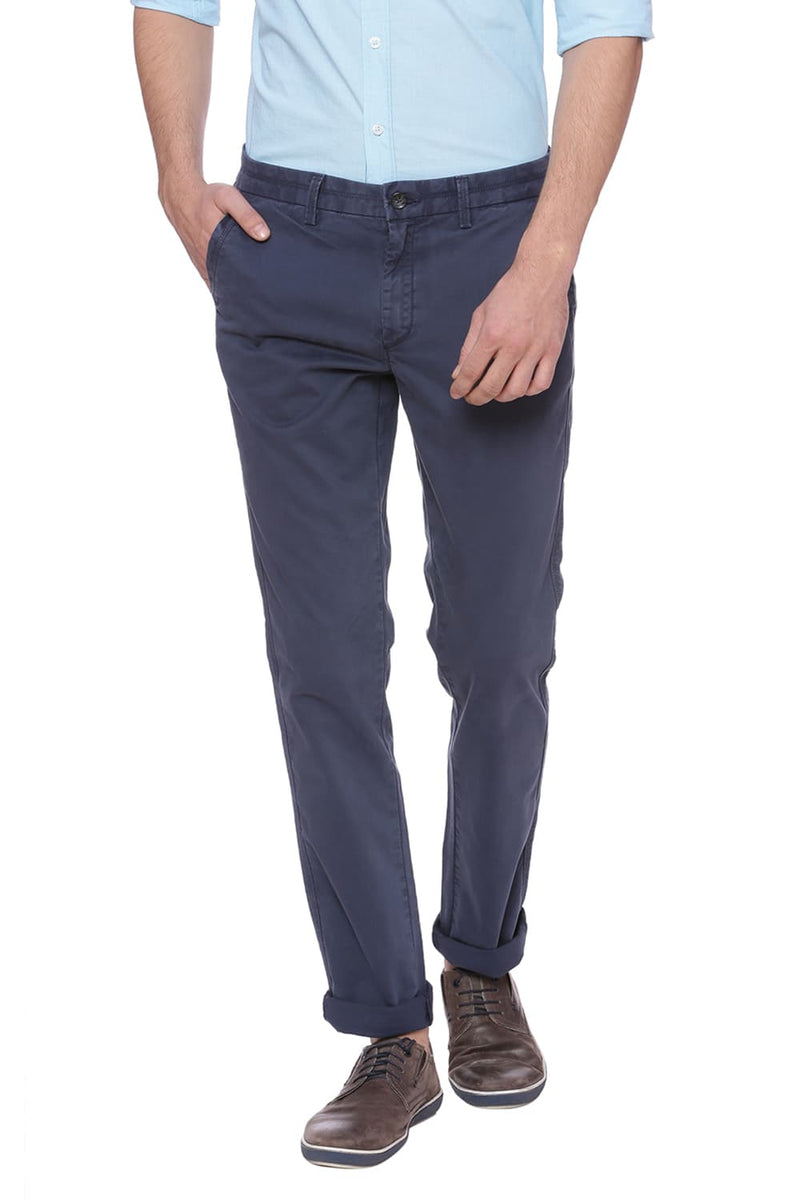 BASICS TAPERED FIT TWILL STRETCH TROUSER