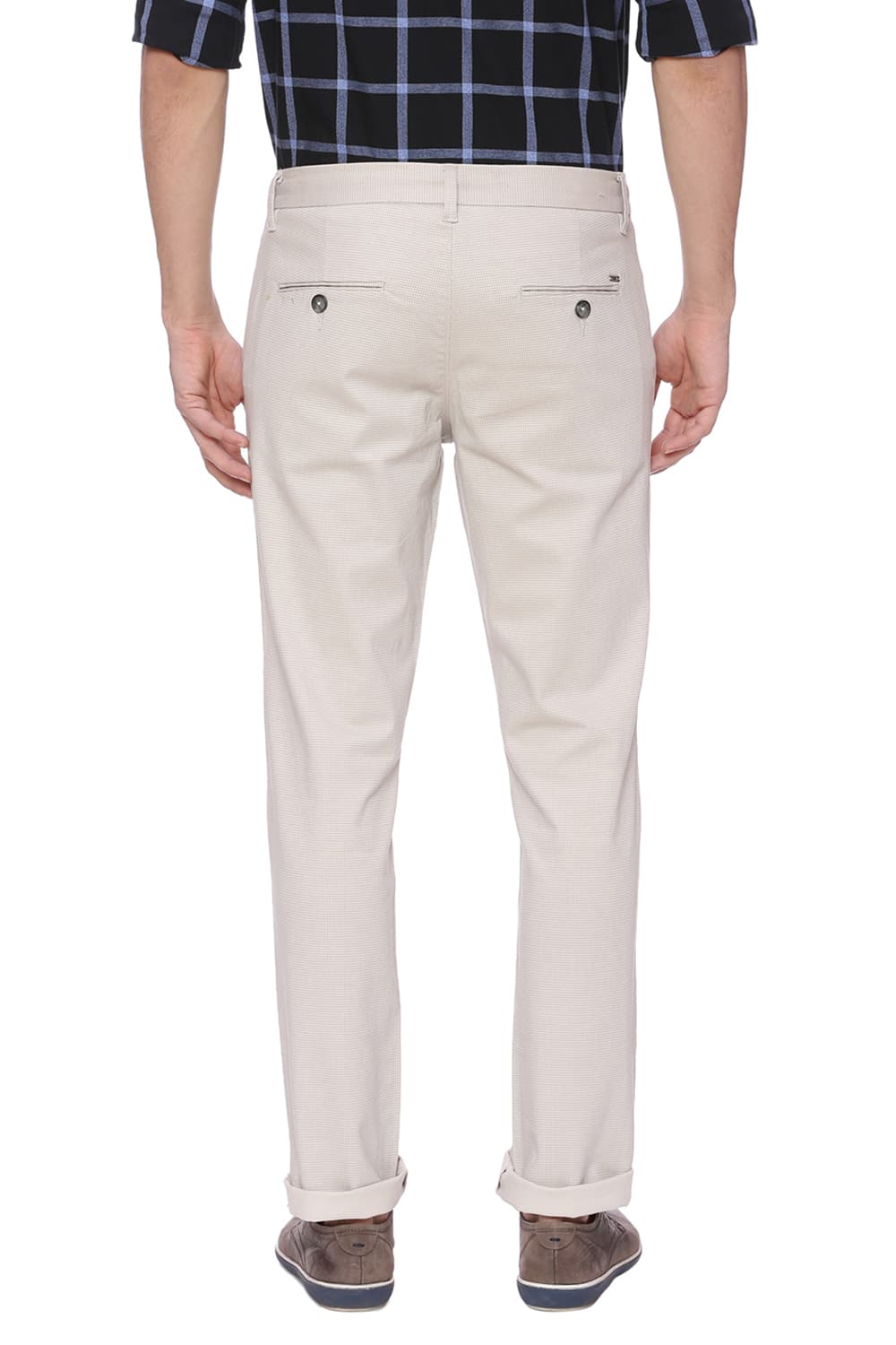 BASICS TAPERED FIT PRINTED STRETCH TROUSER