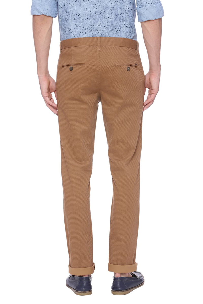 BASICS TAPERED FIT PRINTED STRETCH TROUSER