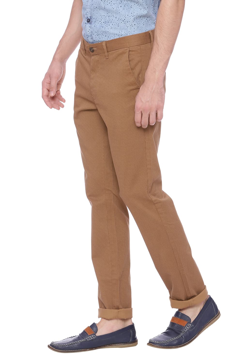 BASICS TAPERED FIT PRINTED STRETCH TROUSER