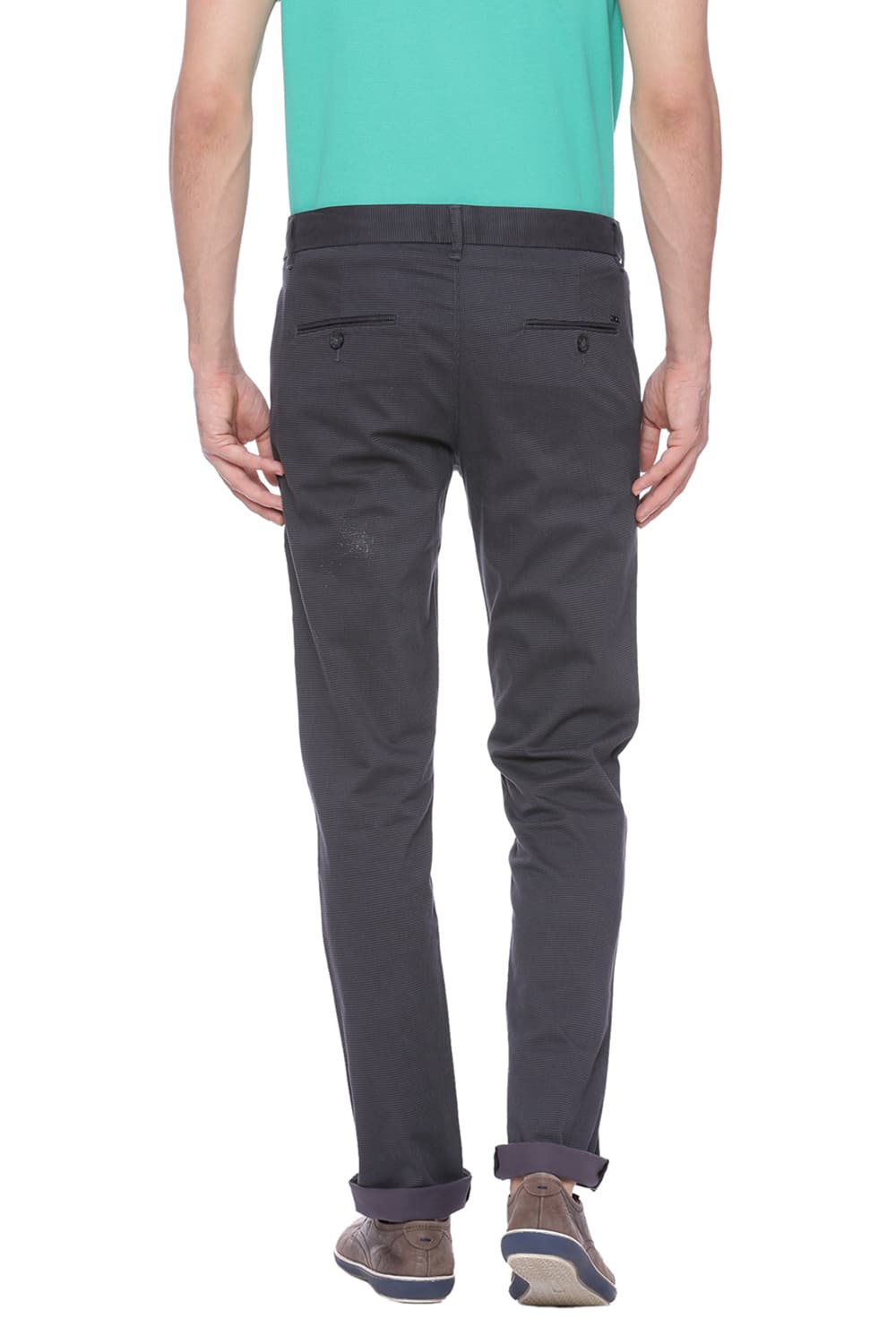 BASICS TAPERED FIT PRINTED STRETCH TROUSER