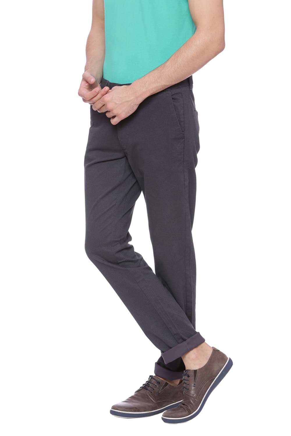 BASICS TAPERED FIT PRINTED STRETCH TROUSER