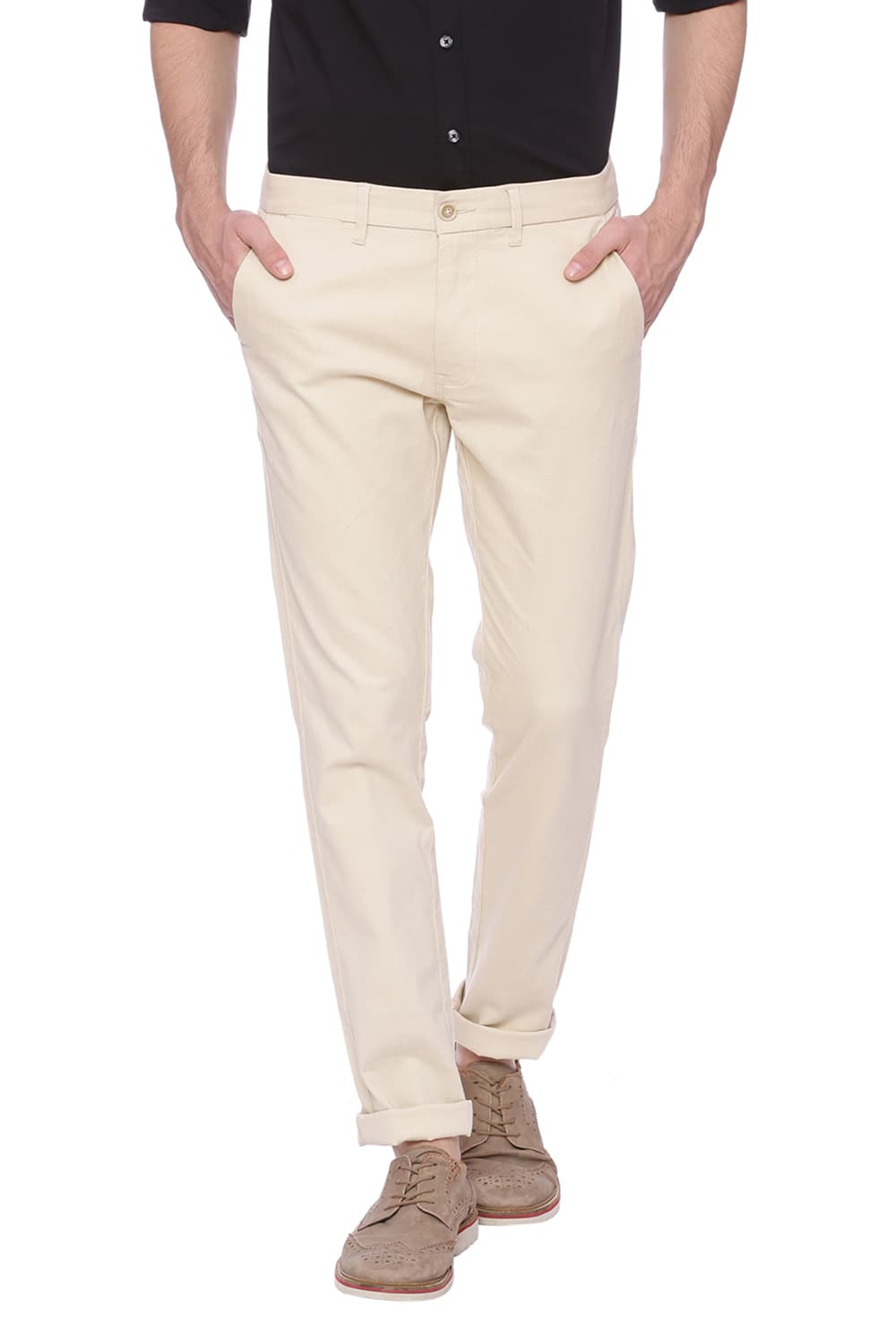 BASICS TAPERED FIT PRINTED TROUSER