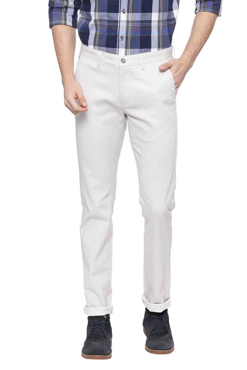 BASICS TAPERED FIT PRINTED STRETCH TROUSER