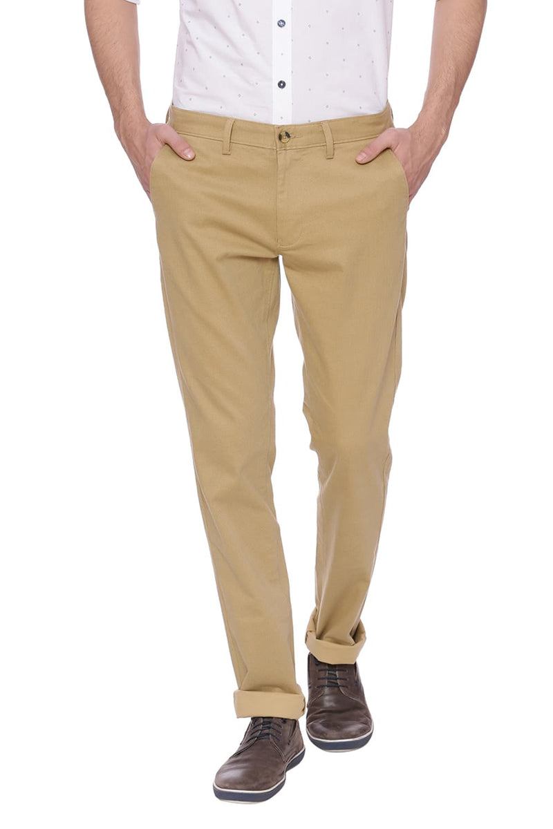 BASICS TAPERED FIT PRINTED STRETCH TROUSER