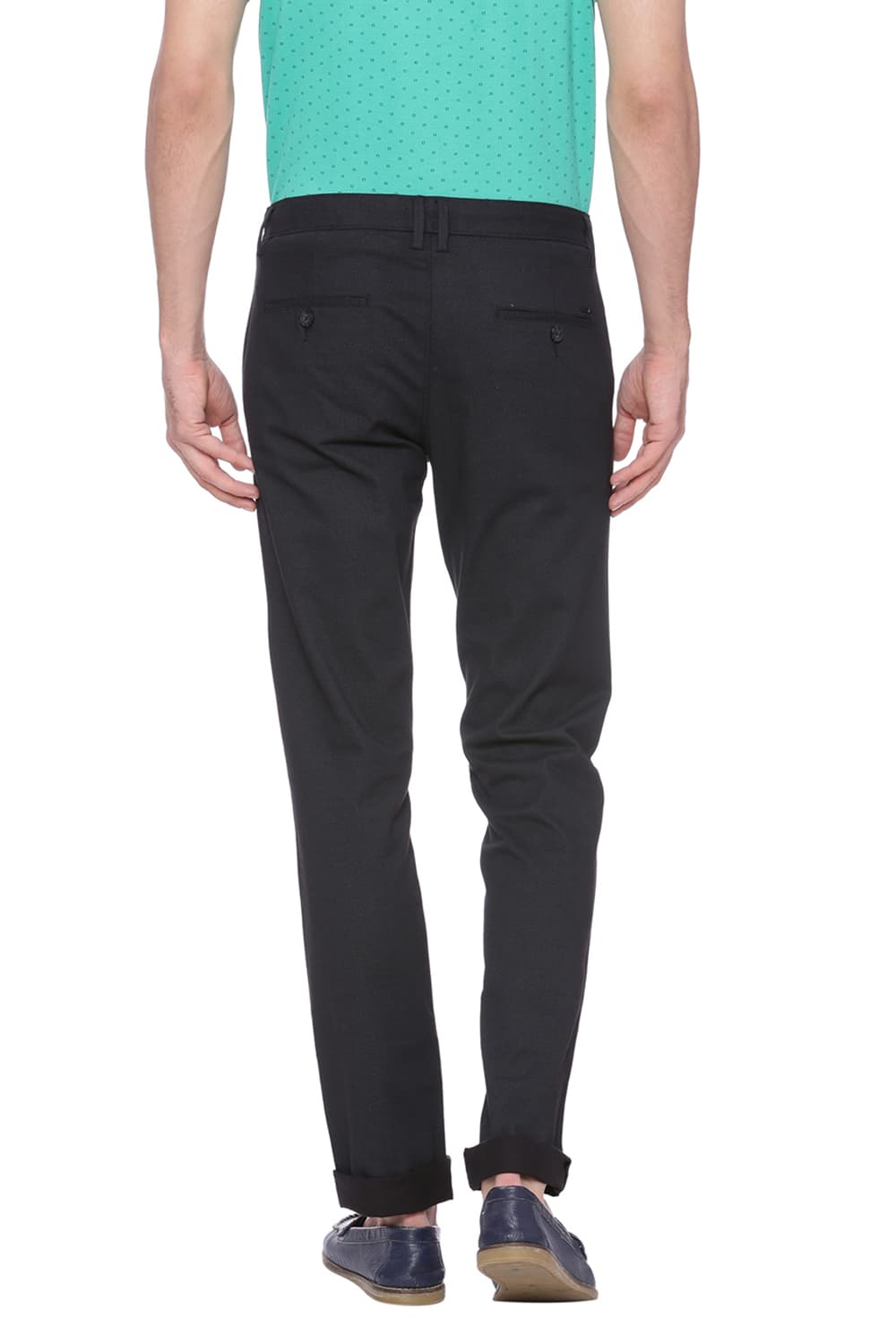 BASICS TAPERED FIT PRINTED STRETCH TROUSER