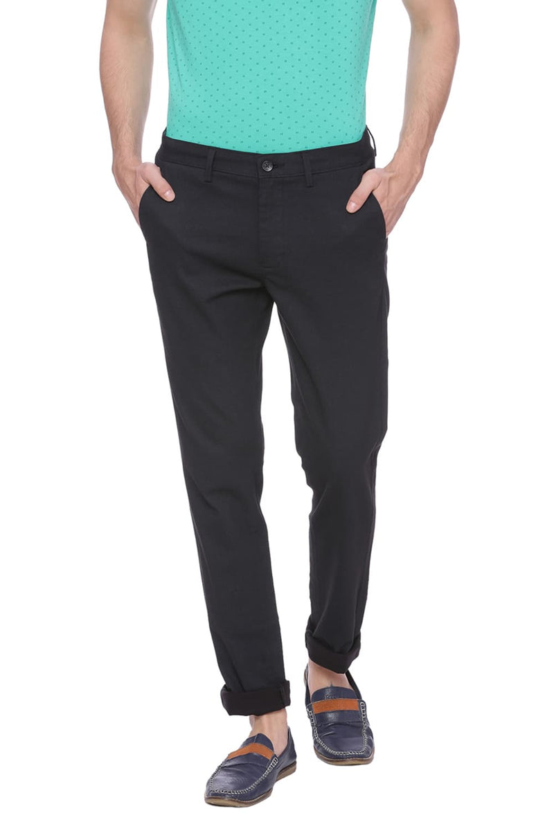 BASICS TAPERED FIT PRINTED STRETCH TROUSER