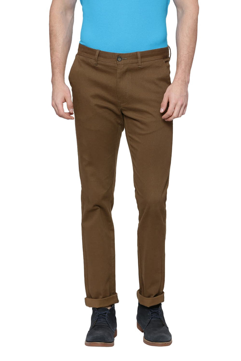 BASICS TAPERED FIT PRINTED STRETCH TROUSER