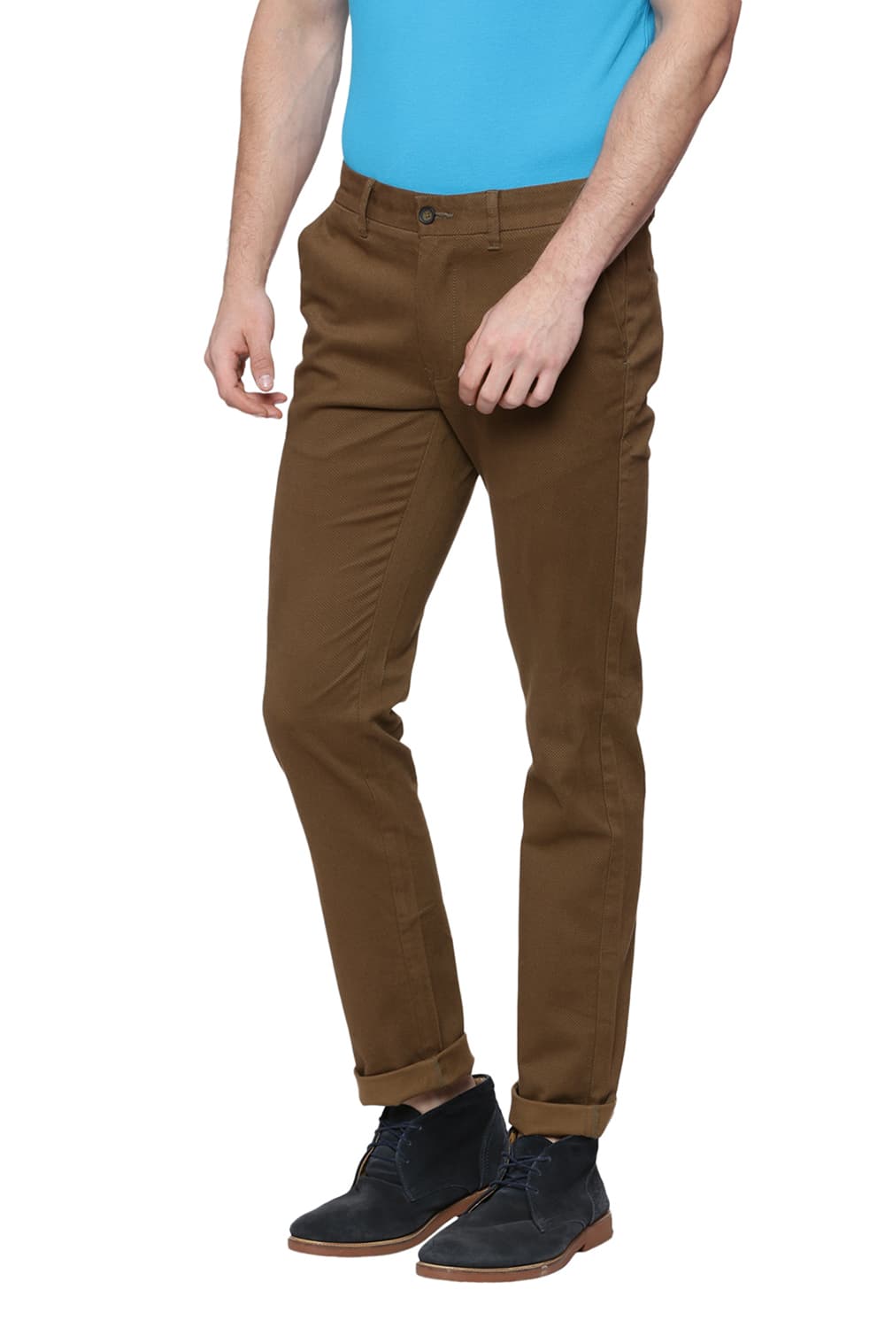 BASICS TAPERED FIT PRINTED STRETCH TROUSER