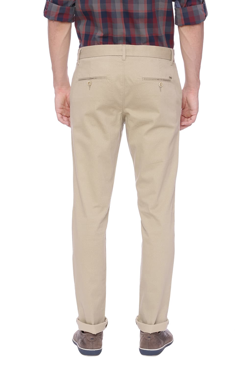 BASICS TAPERED FIT PRINTED STRETCH TROUSER