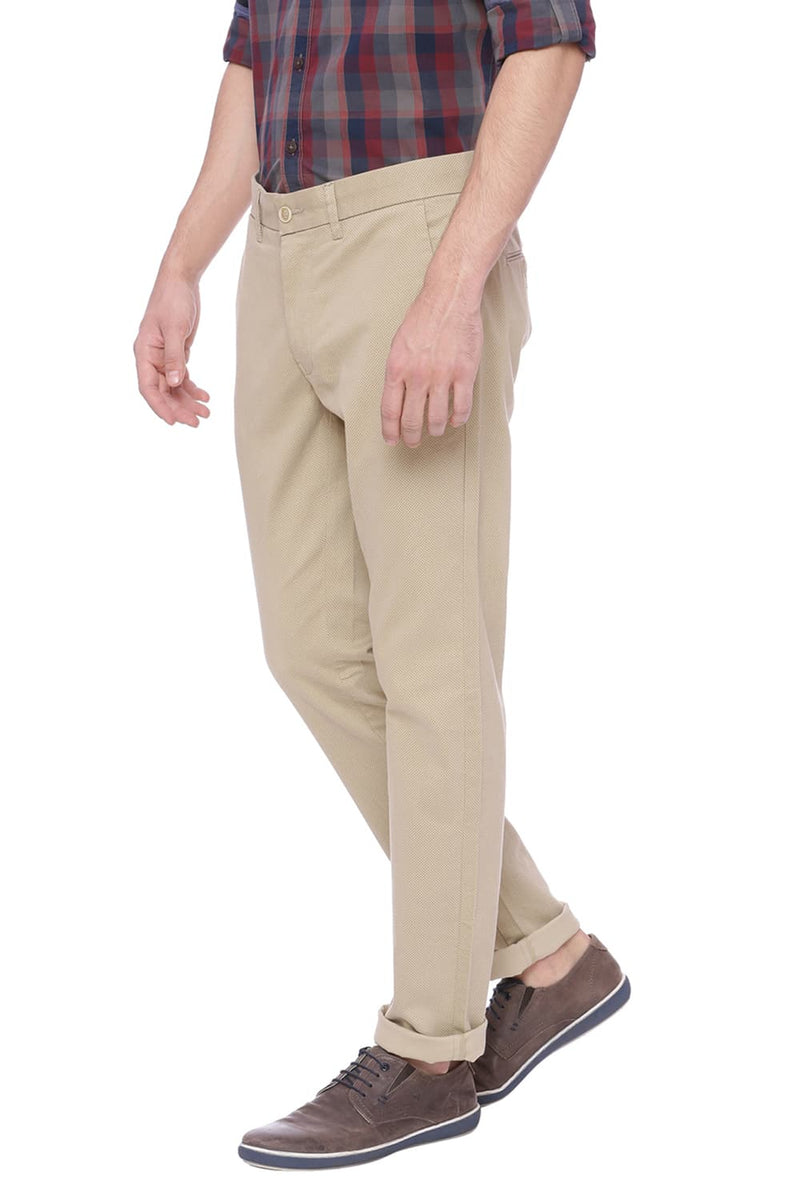 BASICS TAPERED FIT PRINTED STRETCH TROUSER