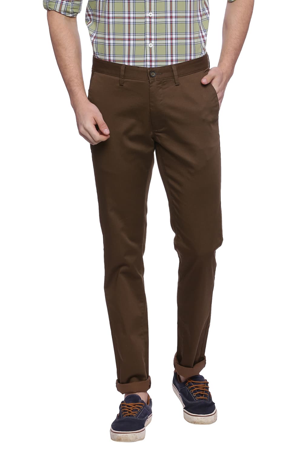 BASICS TAPERED FIT PRINTED TROUSER