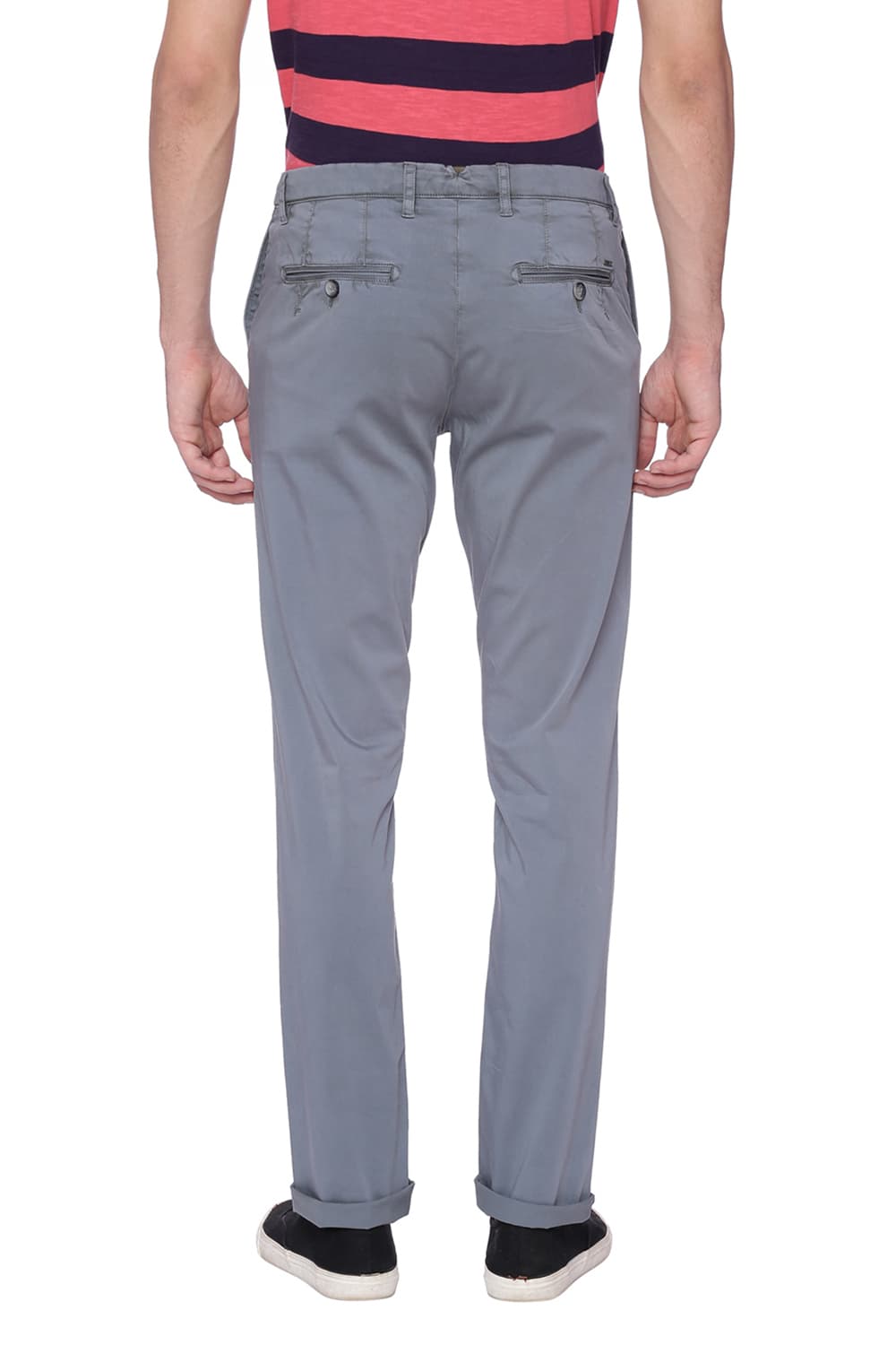 BASICS TAPERED FIT SATIN STRETCH TROUSER