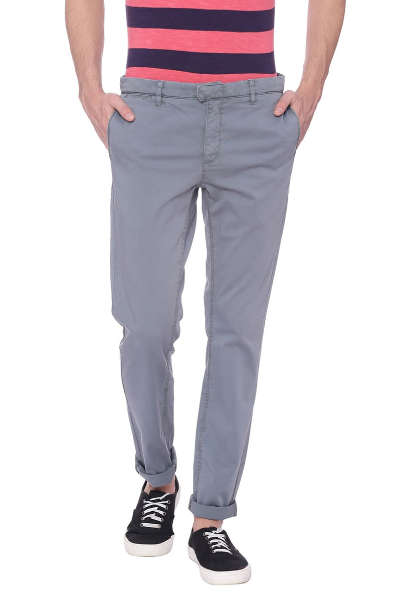 BASICS TAPERED FIT SATIN STRETCH TROUSER