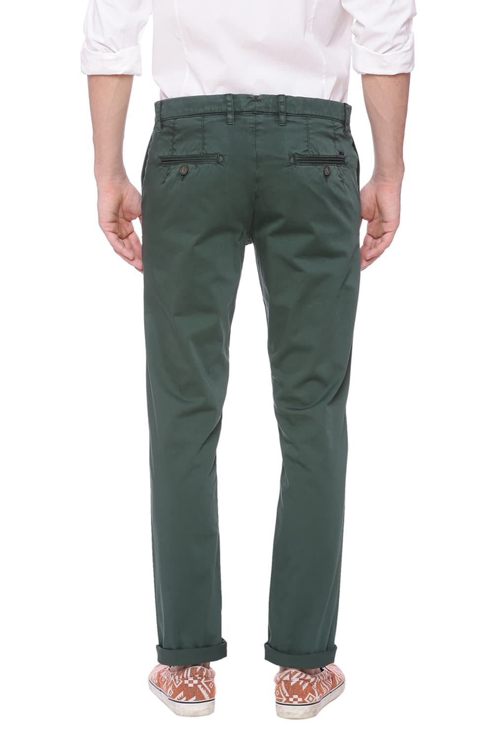 BASICS TAPERED FIT SATIN STRETCH TROUSER