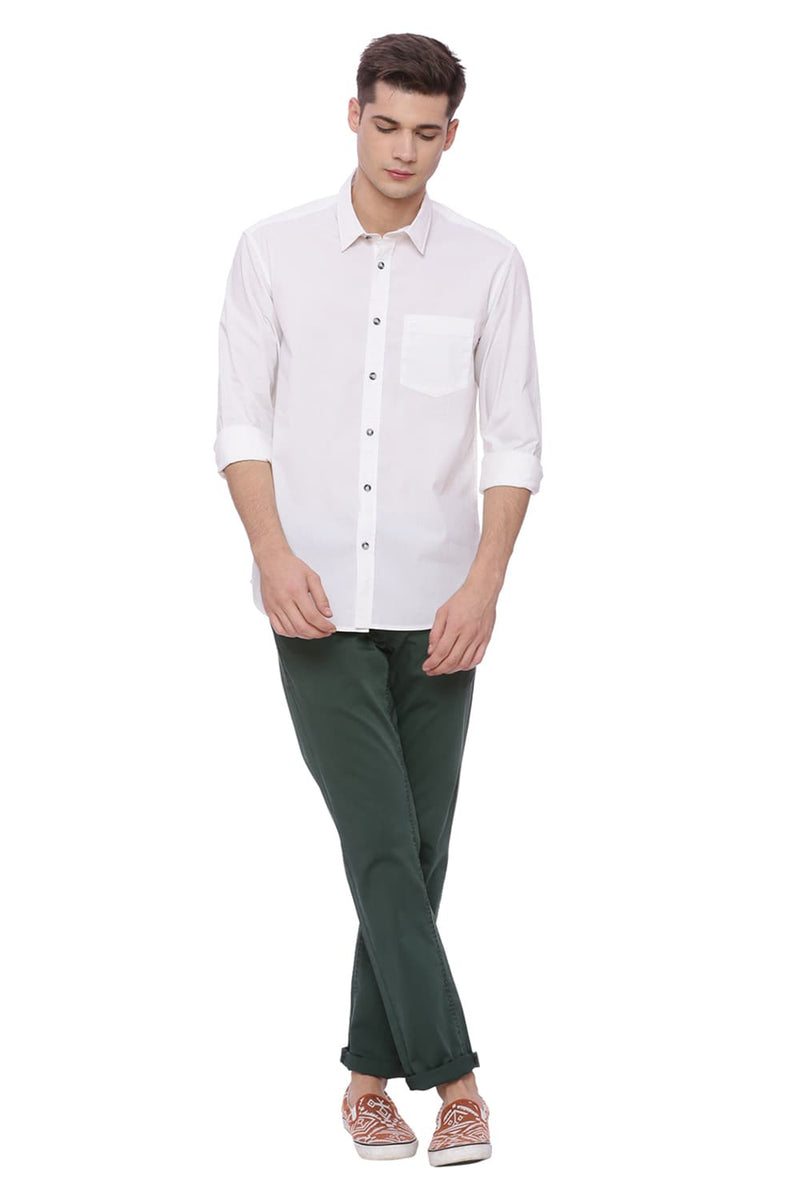 BASICS TAPERED FIT SATIN STRETCH TROUSER