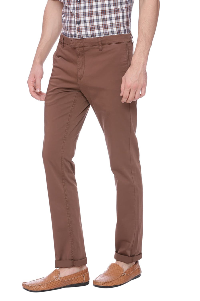 BASICS TAPERED FIT SATIN STRETCH TROUSER