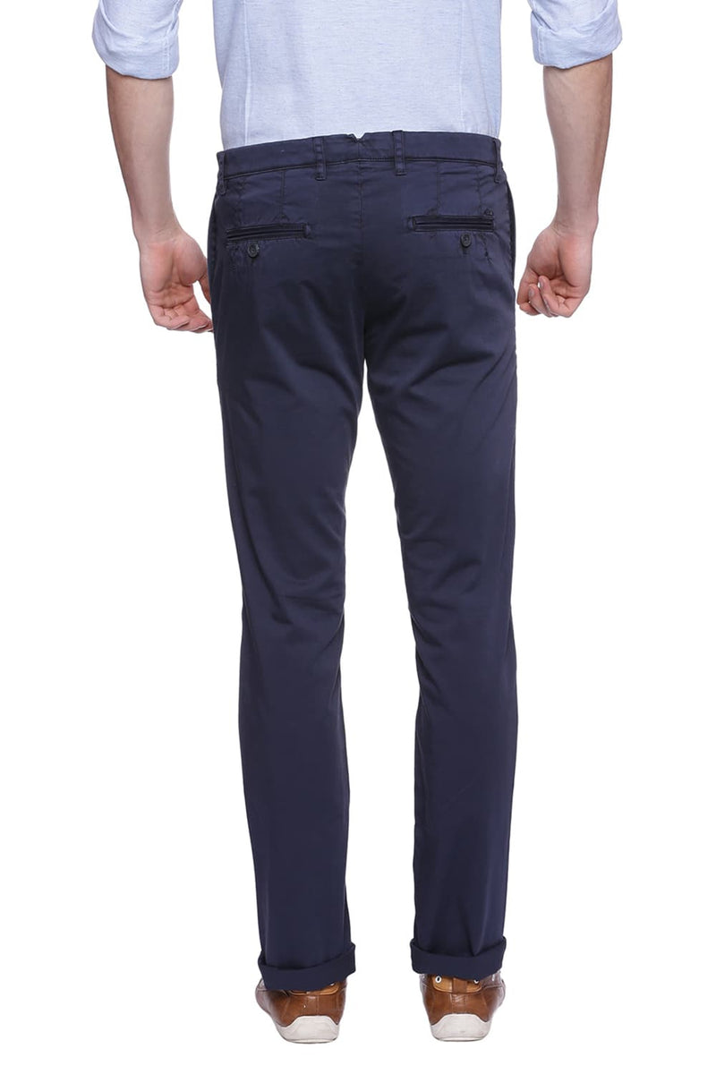 BASICS TAPERED FIT SATIN STRETCH TROUSER