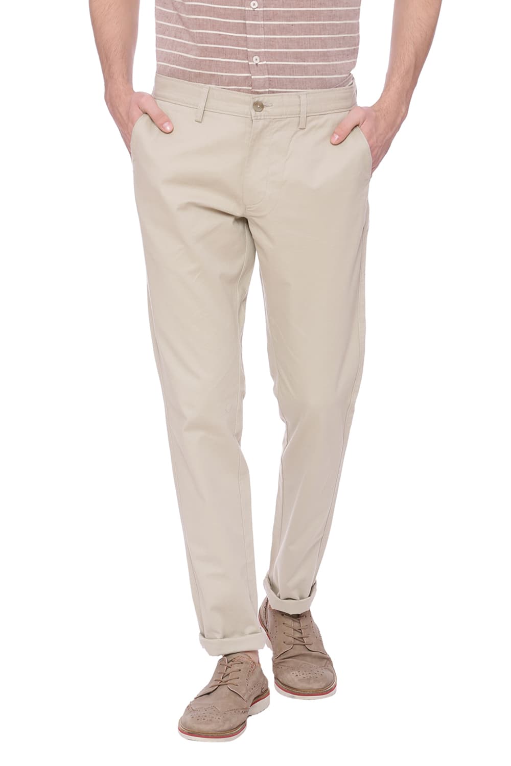 BASICS SKINNY FIT BEIGE STRETCH TROUSER