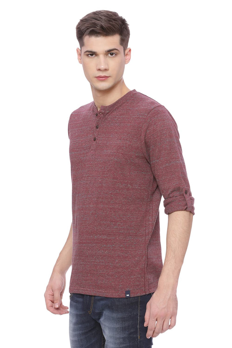 BASICS MUSCLE FIT HENLEY T SHIRT