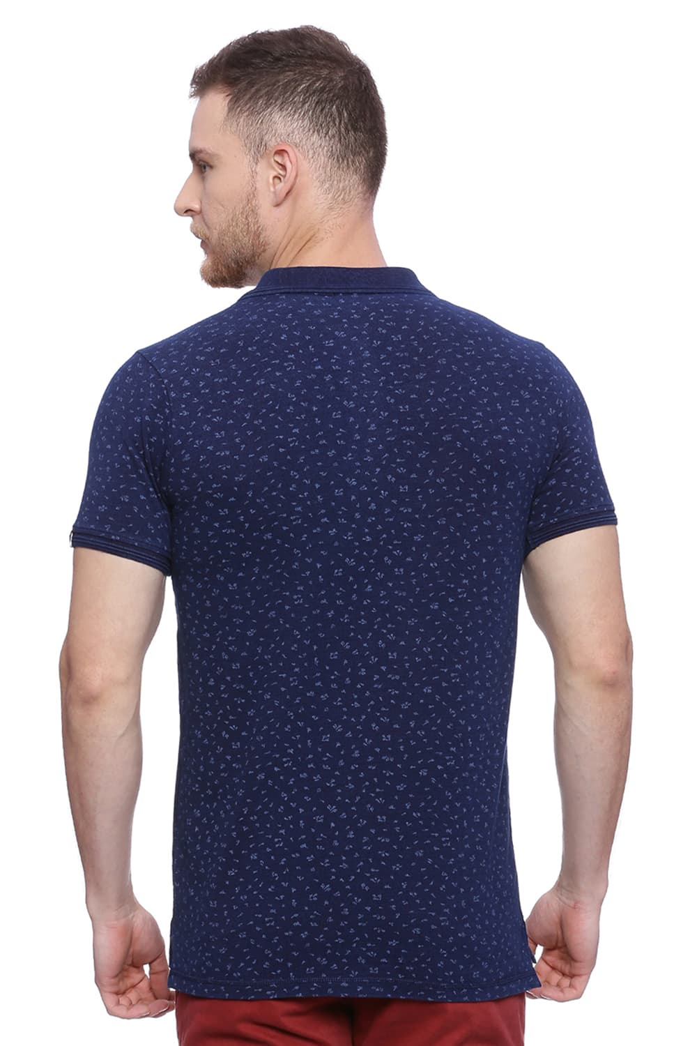 BASICS MUSCLE FIT PRINTED POLO T SHIRT