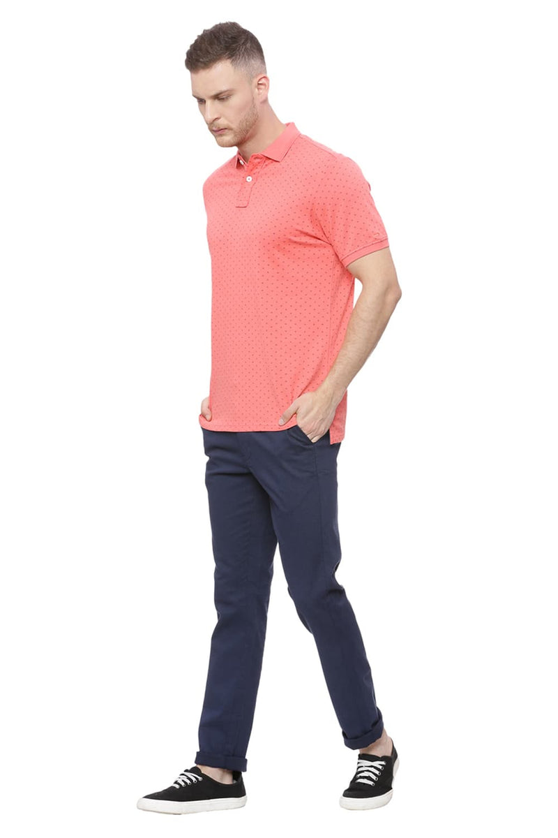 BASICS MUSCLE FIT PRINTED POLO T SHIRT