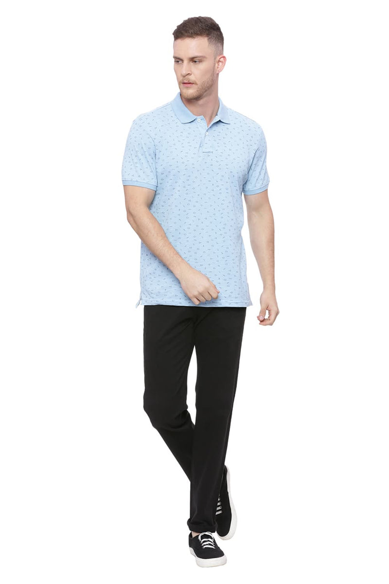 BASICS MUSCLE FIT PRINTED POLO T SHIRT