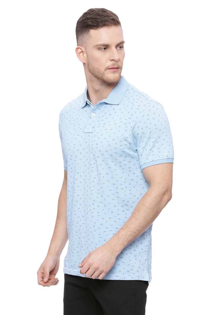 BASICS MUSCLE FIT PRINTED POLO T SHIRT