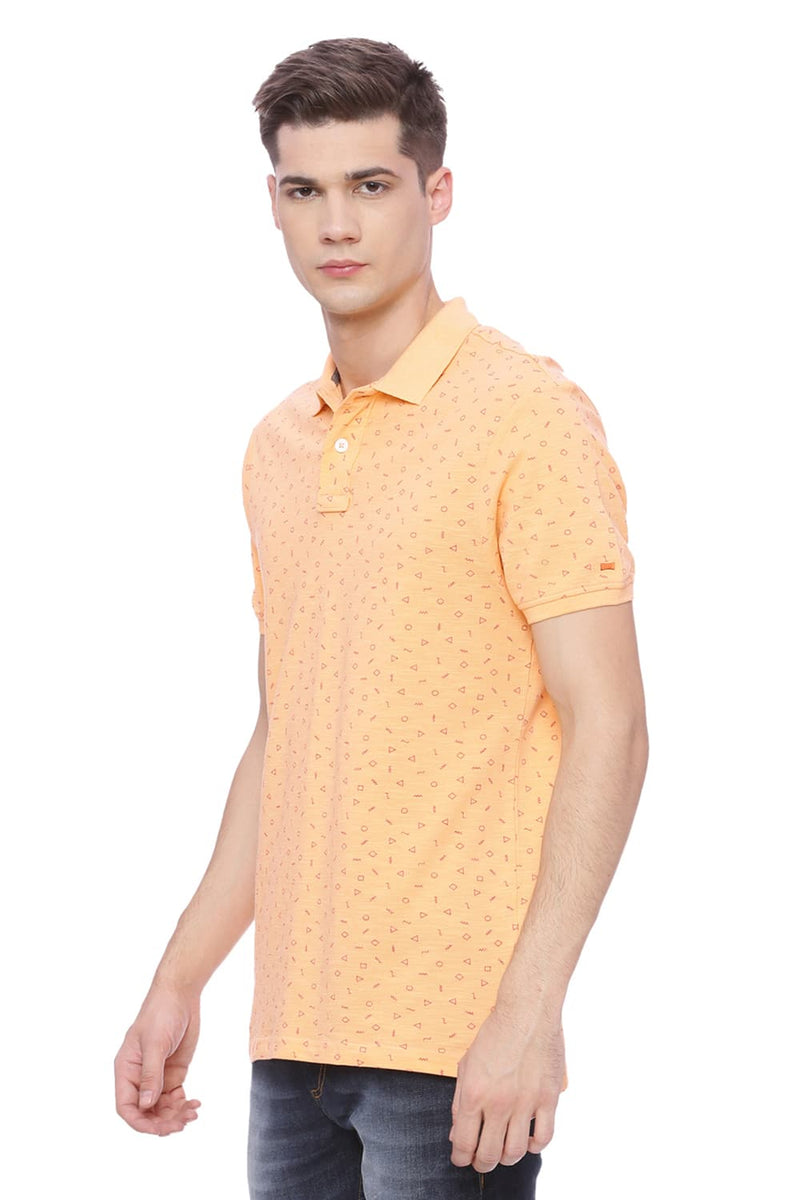 BASICS MUSCLE FIT PRINTED POLO T SHIRT