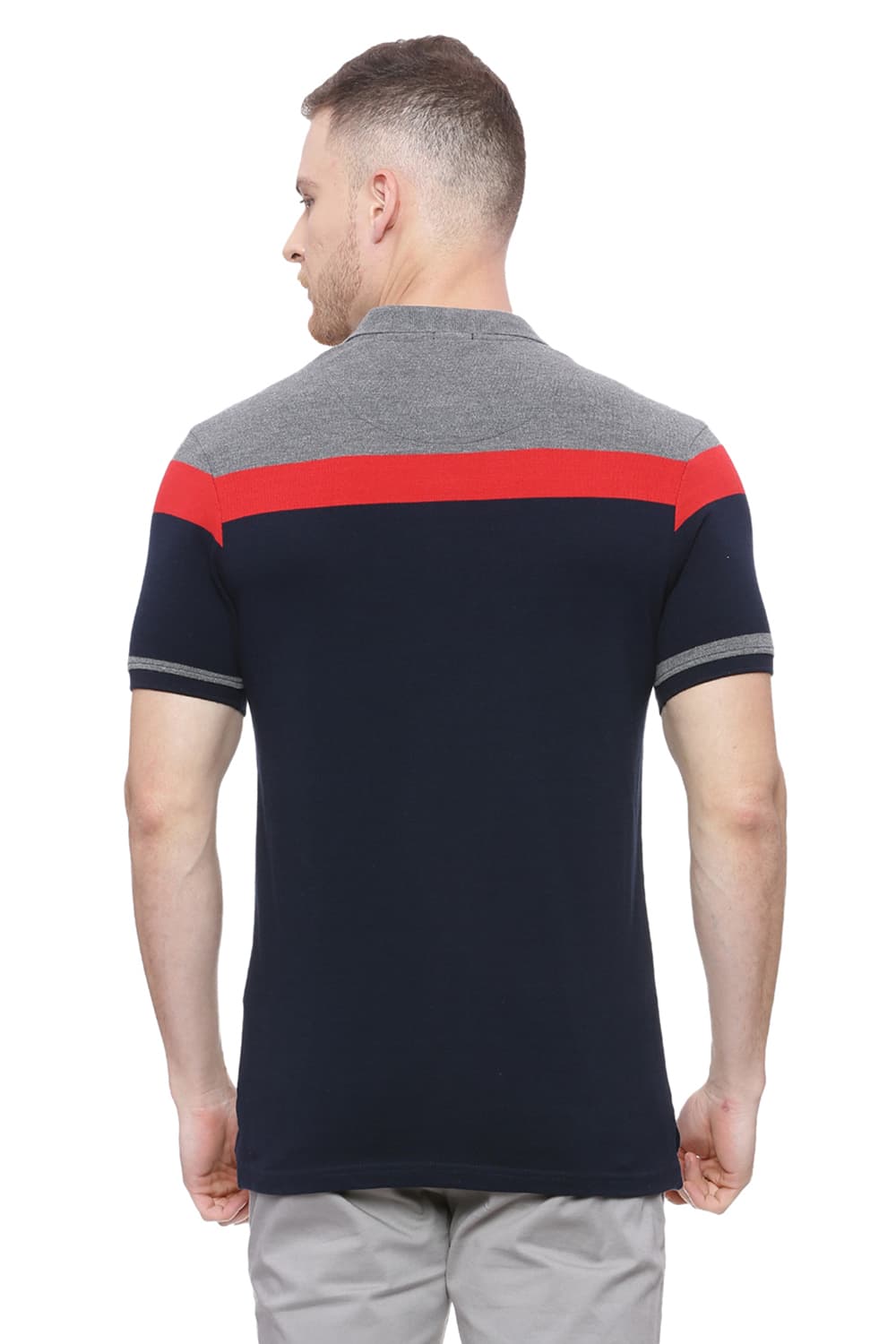 BASICS MUSCLE FIT STRIPE POLO T SHIRT