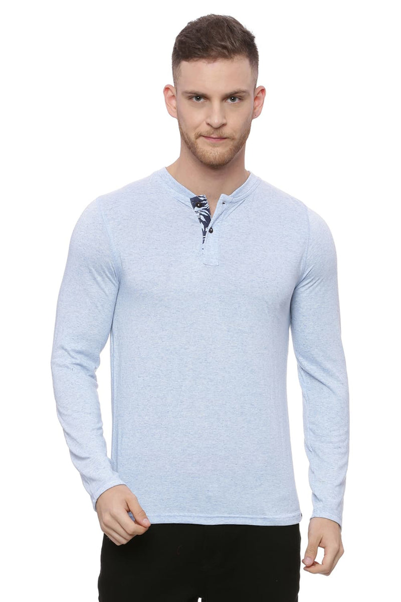 BASICS MUSCLE FIT HENLEY LONG SLEEVE T SHIRT