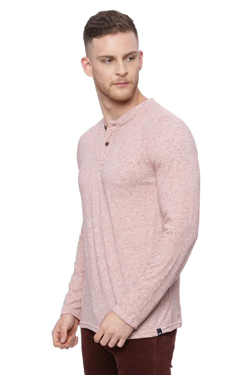 BASICS MUSCLE FIT HENLEY LONG SLEEVE T SHIRT