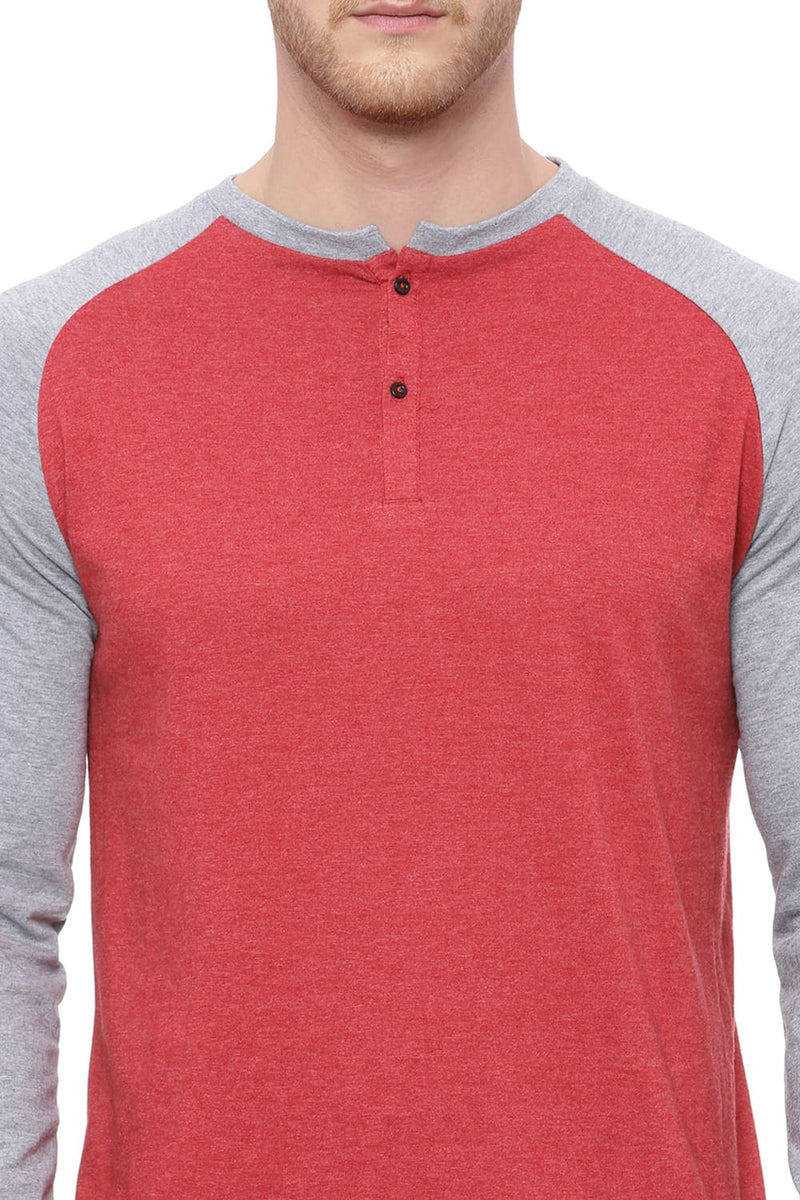 BASICS MUSCLE FIT MELANGE HENLEY T SHIRT