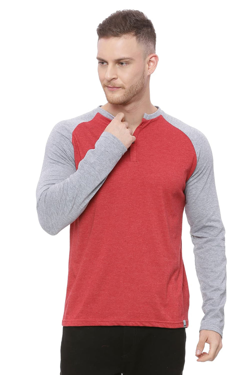 BASICS MUSCLE FIT MELANGE HENLEY T SHIRT