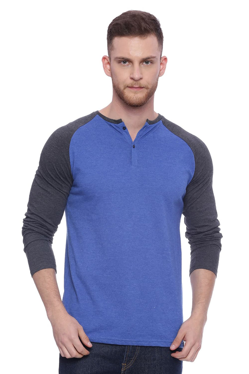 BASICS MUSCLE FIT MELANGE HENLEY T SHIRT