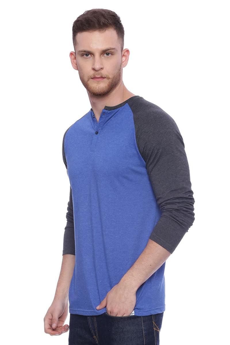 BASICS MUSCLE FIT MELANGE HENLEY T SHIRT