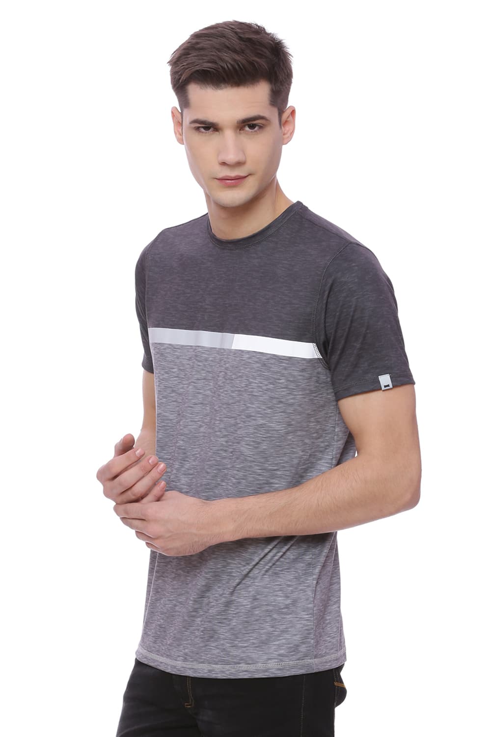 BASICS MUSCLE FIT SPACE PRINTED CREW NECK T SHIRT