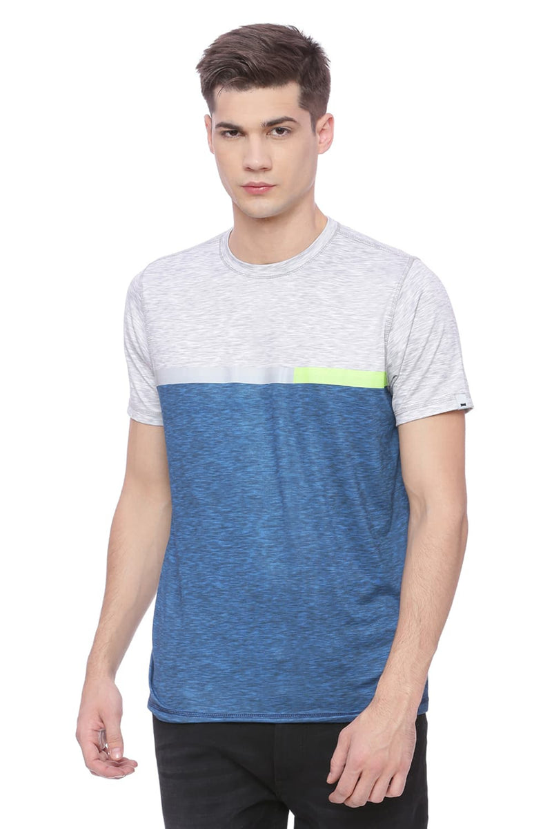 BASICS MUSCLE FIT SPACE PRINTED CREW NECK T SHIRT