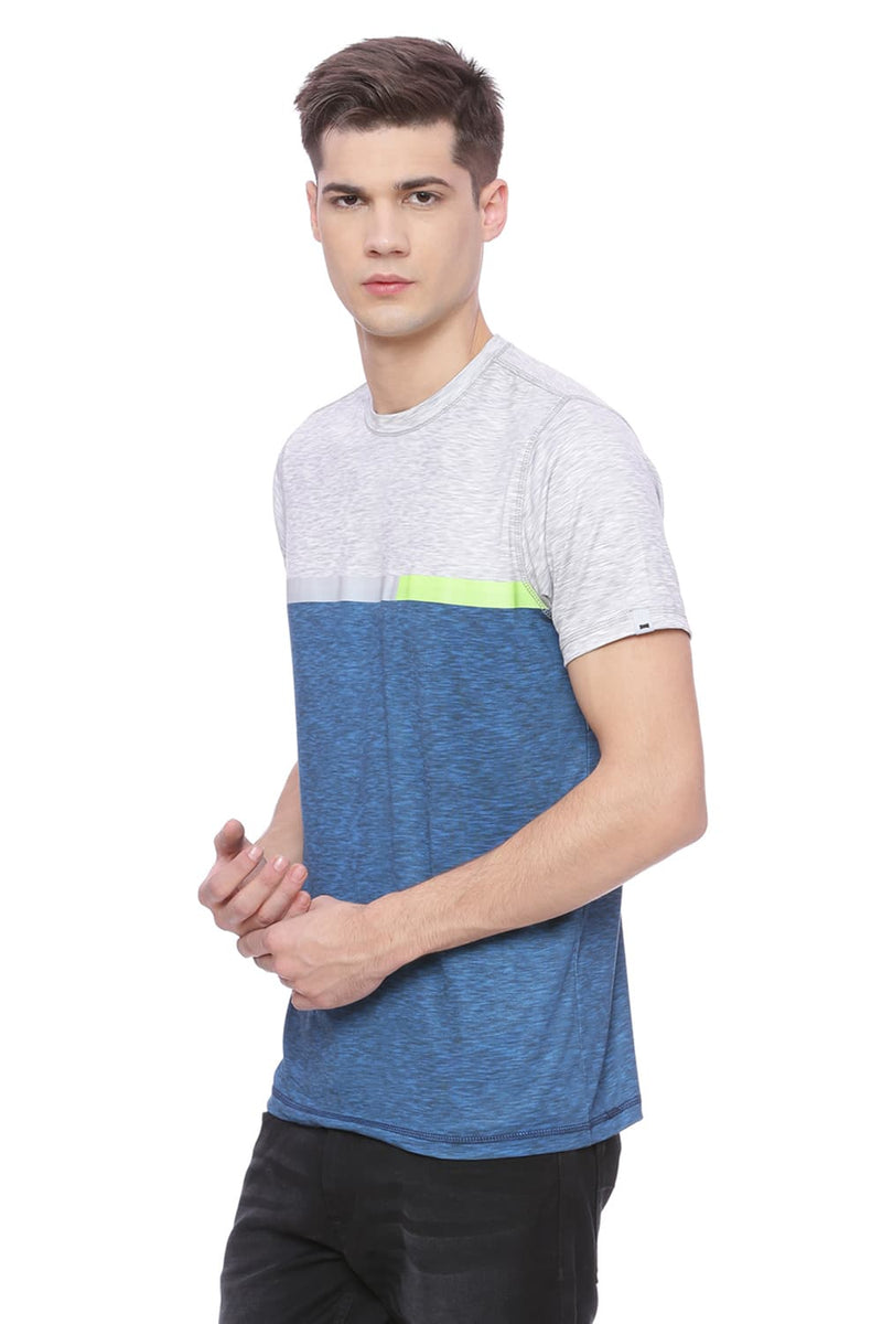 BASICS MUSCLE FIT SPACE PRINTED CREW NECK T SHIRT