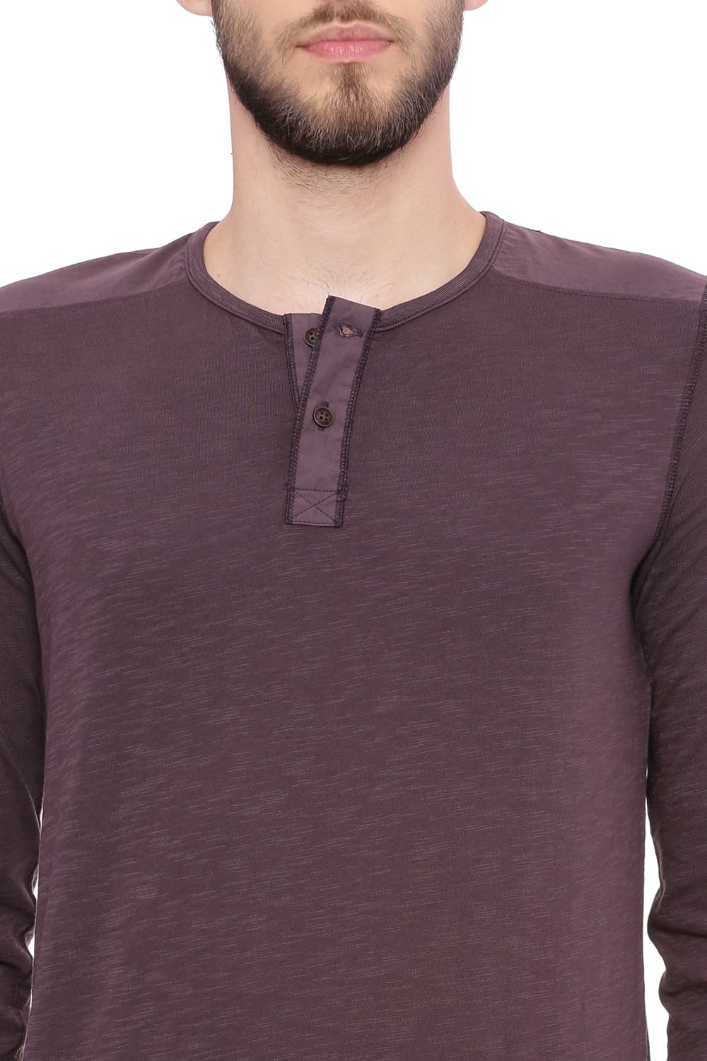 BASICS MUSCLE FIT HENLEY T SHIRT