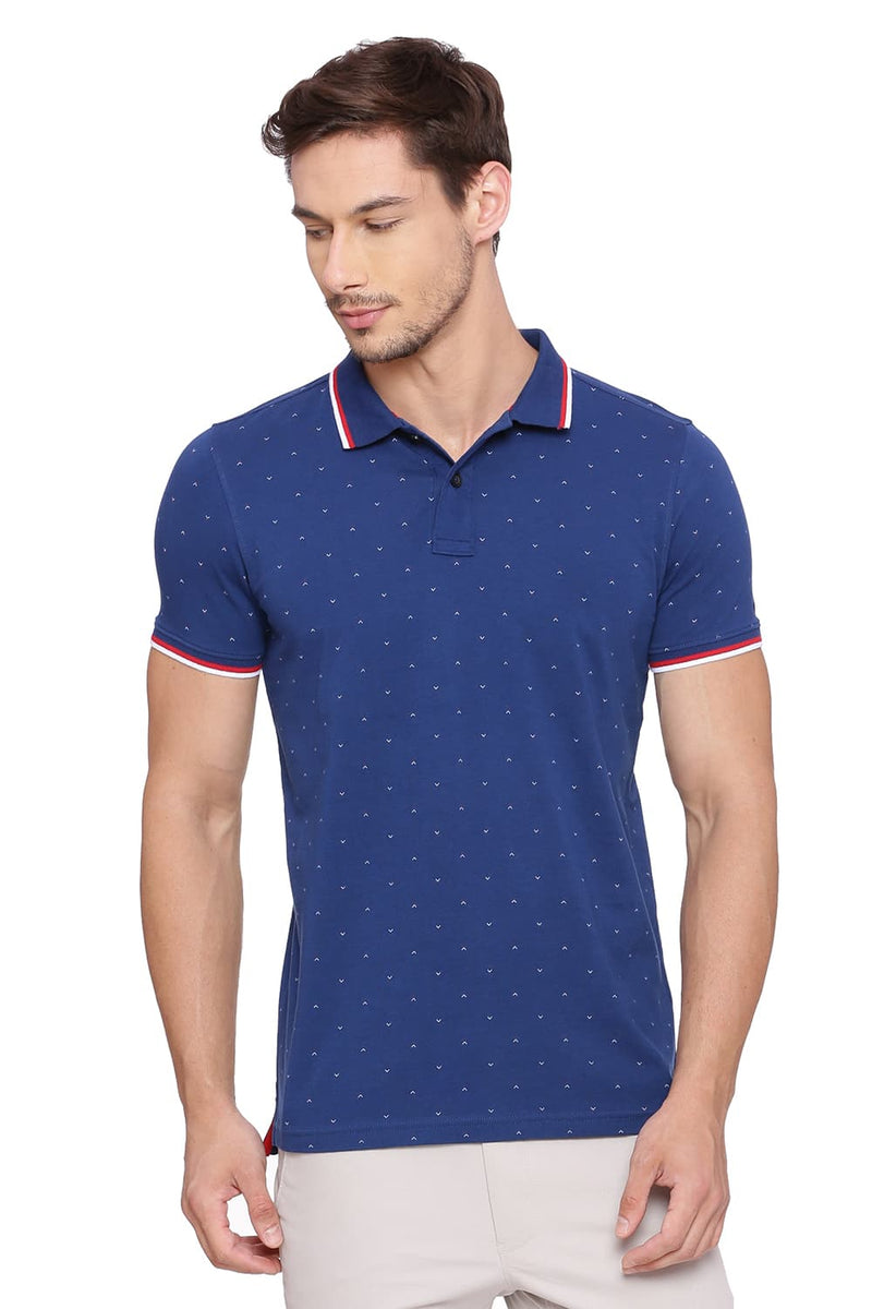 BASICS MUSCLE FIT PRINTED POLO T SHIRT