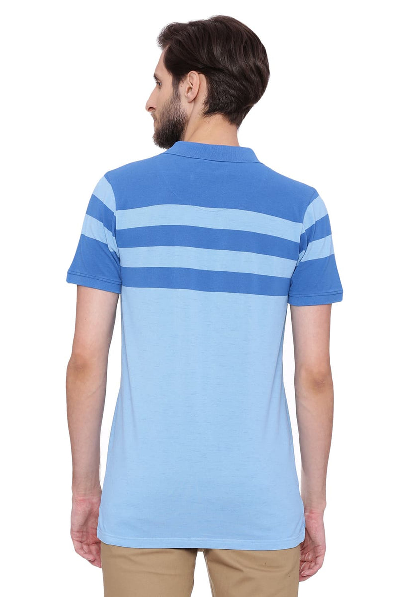 BASICS MUSCLE FIT STRIPES POLO T SHIRT