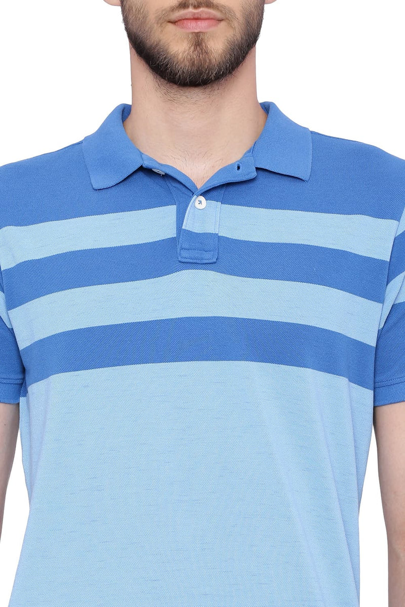 BASICS MUSCLE FIT STRIPES POLO T SHIRT