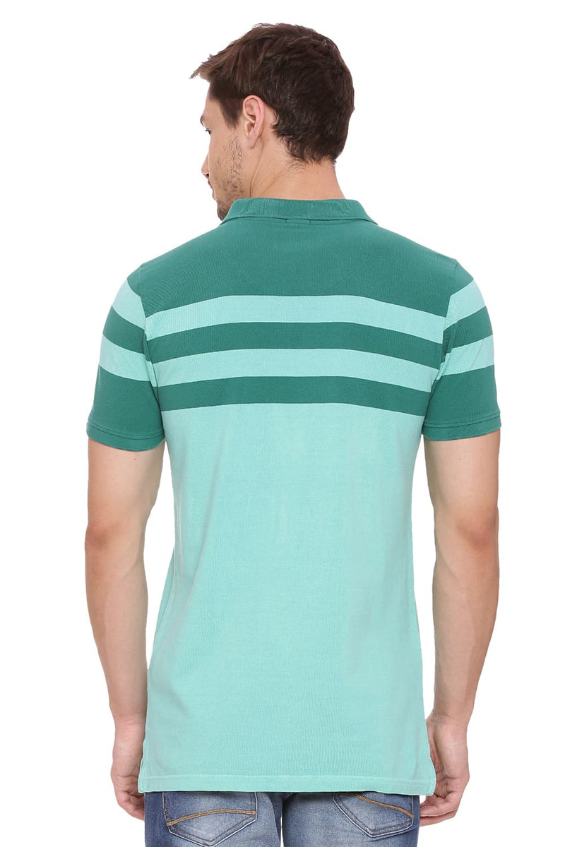 BASICS MUSCLE FIT STRIPES POLO T SHIRT