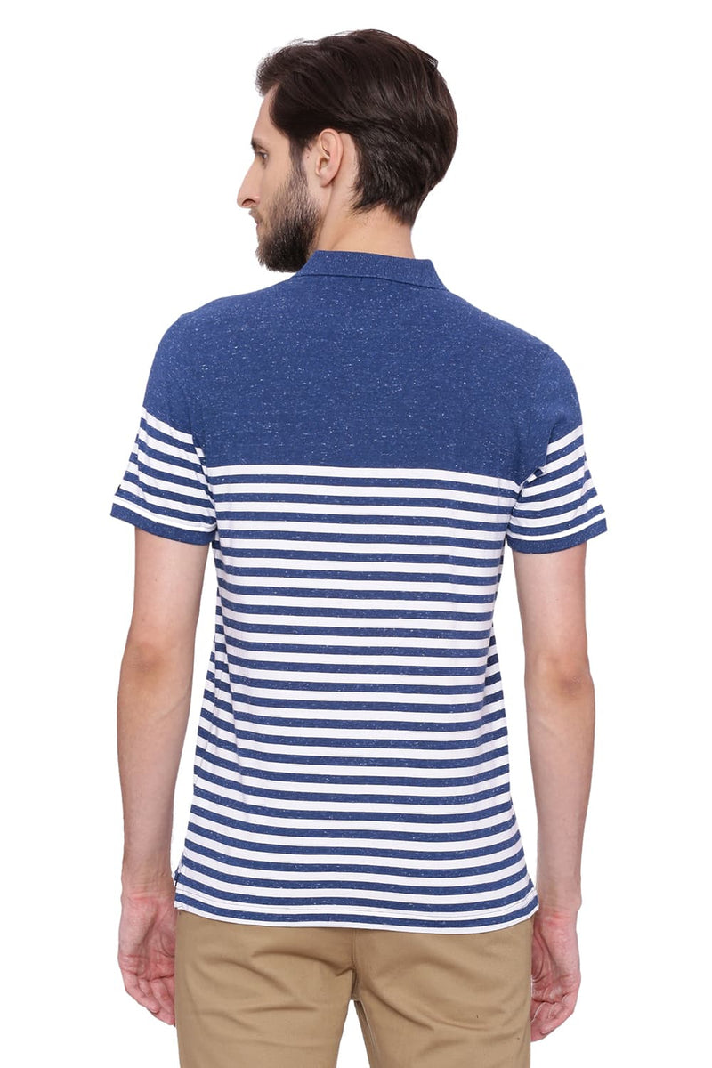 BASICS MUSCLE FIT STRIPED POLO T SHIRT