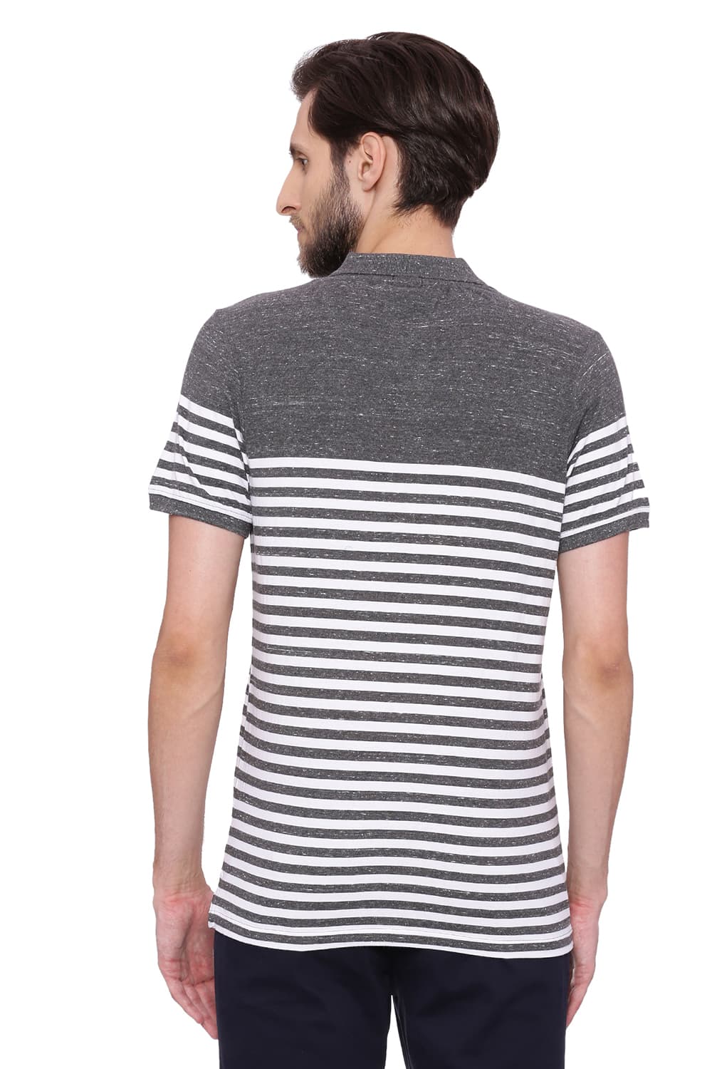 BASICS MUSCLE FIT STRIPED POLO T SHIRT