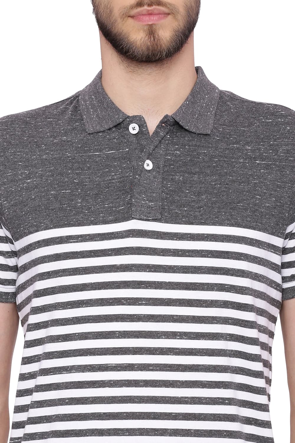 BASICS MUSCLE FIT STRIPED POLO T SHIRT